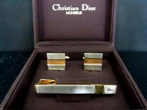 ◎№5187◎■良品■【Dior】ディオール【シルバー・ゴールド】■カフス＆ネクタイピン セット♪