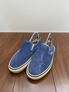 訳ありVANS バンズ スリッポン サーフ ヴィンテージ加工 California カリフォルニア ブルー 青 23cm US5