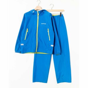 mont-bell モンベル キッズ セットアップ レイントレッカー レインウェア 雨具 160 ナイロン100% プライマリーブルー 青 子供服 アウトドア