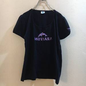 ネコポス対応★MUTIARA Tシャツ 半袖 レディース Lサイズ 黒 イルカ