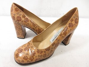 美品【ドルチェ＆ガッバーナ DOLCE&GABBANA】 バラ柄 チャンキーヒール パンプス 靴 (レディース) size35.5 ベージュ×茶 □30LZ4764□