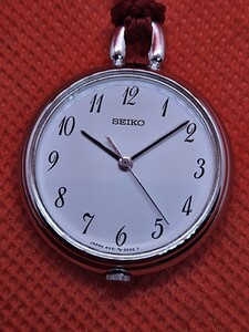 稼働品 美品 SEIKO セイコー 懐中時計 QZ 4N21-0022 文字盤ホワイト 電池交換済み G1238