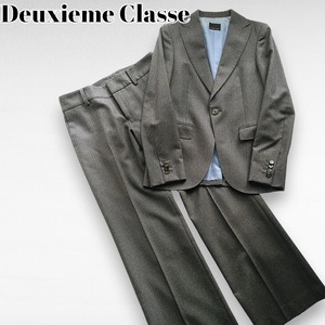 洗濯済 春秋冬 Deuxieme Classe パンツスーツ レディース38 36 センタープレス ピンストライプ ドゥーズィエムクラス グレー　230921-01