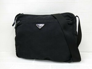 ◆PRADA プラダ◆ナイロン カーフ レザー 本革◆ショルダー バッグ◆ブラック シルバー金具◆イタリア製◆斜め掛け◆B5サイズ収納◆A7192