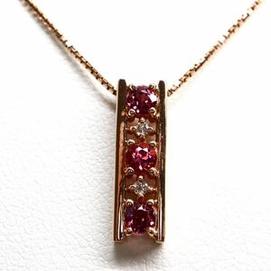 TASAKI(田崎真珠)ソ付き!!《K18 天然ピンクトルマリン/天然ダイヤモンドネックレス》J 約3.8g 約39cm tourmaline necklace jewelry EC7/ED0