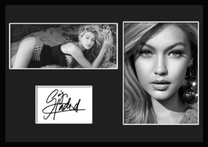 10種類!Gigi Hadid/ジジ・ハディッド/ファッションモデル/リアリティ/サインプリント&証明書付きフレーム/BW/モノクロ/ディスプレイ(6-3W）