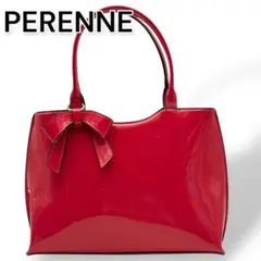 【美品】PERENNE ミニ トートバッグ エナメル ピンク 型掛け リボン