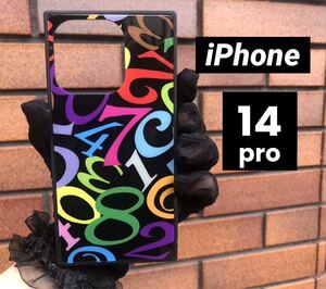 iPhone14proケース　強化ガラスケース スクエア型 管理N-4 メンズ　ストリート　モード　オリジナル　オシャレ　かっこいい　モノトーン