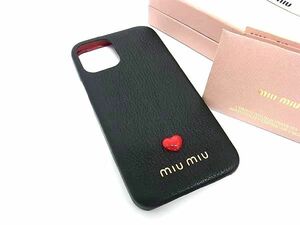 ■美品■ miumiu ミュウミュウ マドラスラブ レザー ス iPhone12 MINI 対応 アイフォンケース スマホケース ブラック系 FA1266