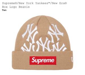 21FW Supreme New York Yankees New Era Box Logo Beanie Tan シュプリーム ニューヨーク ヤンキース ニューエラ ボックス ロゴ タン