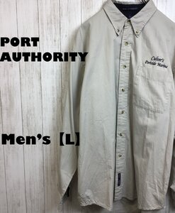 【US輸入古着】PORT　AUTHORITY　企業ロゴワークシャツ　Lサイズ