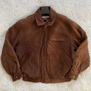 80s 90s ヴィンテージ banana republic バナナリパブリック ヌバックレザー レザージャケット ビッグポケット ブラウン 38 XL相当