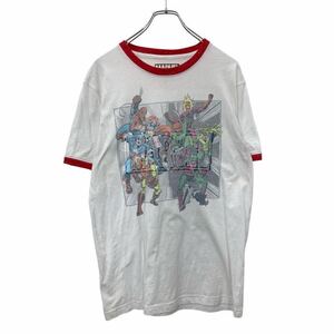 MARVEL 半袖 キャラクター Tシャツ Mサイズ マーベル リンガー ホワイト 古着卸 アメリカ仕入 t2407-4076