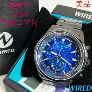 美品☆電池新品☆送料込☆セイコー SEIKO ワイアード WIRED クロノグラフ スモセコ メンズ腕時計 ザ・ブルー 人気モデル VK67-K090 AGAW421