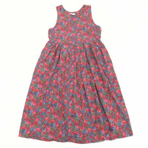 LAURA ASHLEY ローラアシュレイ 花柄 タックフレア ワンピース 11(L) 総柄 ノースリーブ ミモレ丈 国内正規品 レディース 女性用