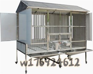 希少新品！ステンレススチール製 犬用 ケージ 屋外防雨 断熱 トイレ トレイ ユニバーサルホイール 中型犬用 耐荷重500kg 150*100*183cm