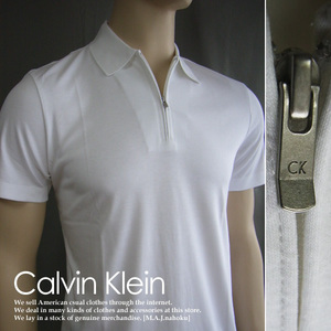 41新品★カルバンクライン Calvin Klein★ジップポロカットソー★白★Ｓ★MENS