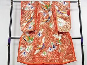 平和屋本店■極上　七五三　女の子　7歳　祝儀　十二単風　駒刺繍　飛鶴松文　金銀糸　逸品　DZAA1584kh4