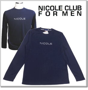 ニコルクラブフォーメン NICOLE CLUB FOR MEN ロゴ刺繍長袖Tシャツ 4464-9100-67(NAVY)-48(L) ロンT カットソー