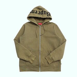 MG9920▽カナダ製 Supreme/シュプリーム 16AW Old English Hood Logo オールドイングリッシュ フードロゴ ジップ パーカー フーディー M