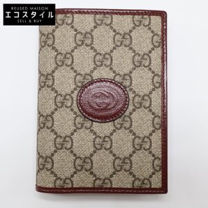 美品 GUCCI グッチ 724562 インターロッキングG GG パスポートケース ベージュ系/ボルドー系