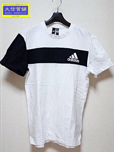 ADIDAS アディダス メンズ ID Tシャツ M クルーネック ホワイトｘブラック 中古B+ 【送料無料】 A-8231