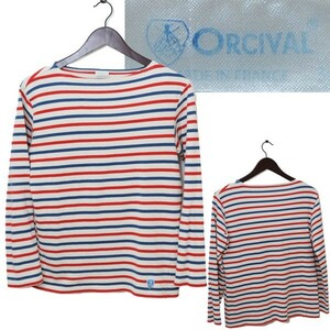 ★国内正規品 ORCIVAL オーシバル（オーチバル）フランス製 名品 ボートネック コットンロード ボーダー バスク シャツ サイズ3 トリコUSED