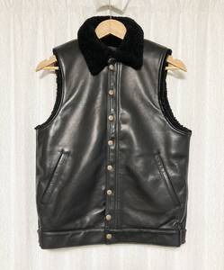 [FAR EASTERN ENTHUSIAST] 定132,000 C.M.M SHEEPSKIN×HORSEHIDE VEST ホースハイド ムートン バイカーレザーベスト S CMM 馬革 羊革 FEE