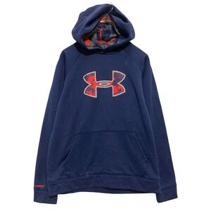 UNDER ARMOUR プリント ジャージ パーカー キッズ L 150～ ネイビー アンダーアーマー プルオーバー 古着卸 アメリカ仕入 a611-5969