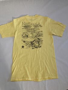 80s USA製 ヘインズ Tシャツ HANES BEEFY-T サイズS 34-36 イエロー アメリカ製 半袖Tシャツ アウトドア プリント バックプリント 80年代