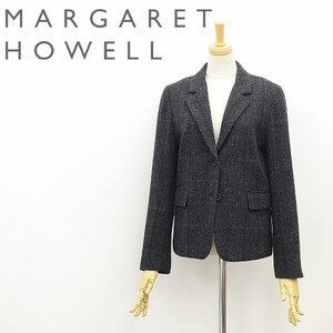 ◆MARGARET HOWELL マーガレットハウエル チェック柄 ウール 2釦 ジャケット チャコール 3