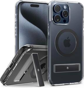 Caseology iPhone 15 Pro 用 ケース MagSafe対応 耐衝撃 グリップ 滑り止め 落下防止 TPU iPhone 15 Pro 用 （クリア・チャコール） 