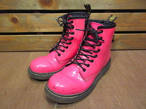 Dr.Martensサイドジップ8ホールエナメルブーツピンク●201106n8-w-bt-215cm古靴ドクターマーチンレディース女性用桃色