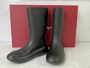 ◎【Salvatore Ferragamo】サルヴァトーレフェラガモ レインブーツ サイズ7 ブラック 雨靴 箱・保存袋あり 中古品/kb2675