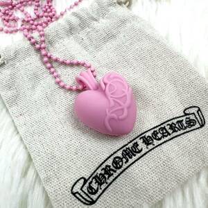 1円 CHROME HEARTS クロムハーツ CHハート ペンダントネックレス ボールチェーン シリコン ラバー ピンク アクセサリー 