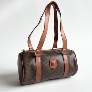 1円〜 CELINE セリーヌ ミニボストン M95 マカダム ハンドバッグ マカダム柄 PVCキャンバス ロゴ B297