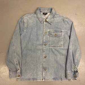 ☆A.P.C. エーペーセー☆ ウォッシュド デニム カバーオール ジャケット シャツ トップス ロゴ刺繍 Washed Denim Coverall Jacket Shirt