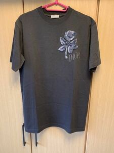 正規 20SS DIOR AND ALEX FOXTON ディオール KIM JONES キムジョーンズ 薔薇 バラ ワッペン パッチ ロゴ Tシャツ 濃灰 XXS 943J605D0554