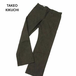 TAKEO KIKUCHI タケオキクチ 通年 牛革パッチ★ ヘリンボーン柄 ストレッチ ストレート パンツ Sz.5　メンズ 日本製　C4B03387_7#R