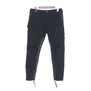 JULIUS 18SS POLYESTER OX SLASH ZIP RIDER PANTS サイズ1 ブラック 617PAM14 ユリウス スラッシュ ジップ ライダースパンツ