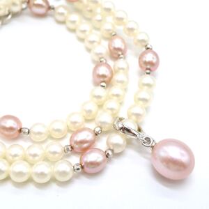 1円〜!!美品!!▼K18/K14 本真珠ネックレス▼D 約12.5g 約44cm pearl パール jewelry DA5/DB0 S518