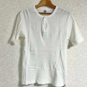 Healthknit　ヘンリーネック　Tシャツ　ワッフル/ホワイト　サイズL　　W018 