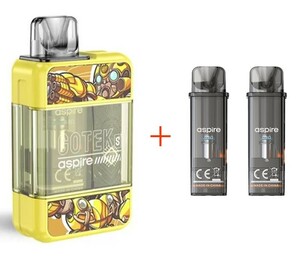 新品 Aspire GoTek S Pod＋交換用ポッドカートリッジセット　イエロー　電子タバコ　アスパイア　ゴーテックS　ポッド　ベイプ