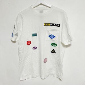 PRADA プラダ ロゴワッペン Tシャツ 2017 パッチワーク ホワイト M 中古