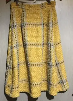 SALE‼️黄色チェック柄ツイード地スカート