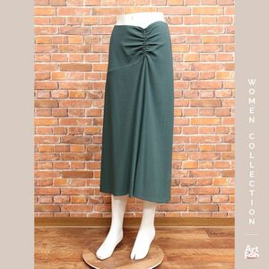 1円/春夏/Vince./US2サイズ/シャーリング ドレープ フレアスカート インポート ヴィンス 新品/緑/グリーン/iz267/