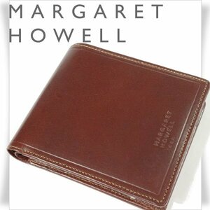 新品1円～★MARGARET HOWELL idea マーガレット ハウエル アイデア 牛革レザー 二つ折り財布 ウォレット 茶 ブラウン 本物◆S1039◆