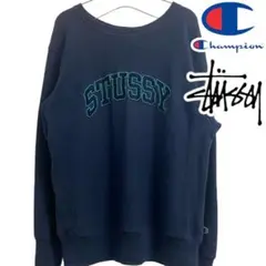 stussy champion リバースウィーブ　スウェット　ネイビー　M