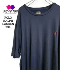 ポロラルフローレンPOLORALPHLAUREN Tシャツ2XLネイビー刺繍ロゴ