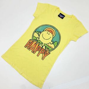 ■ジャンクフード JUNK FOOD 【ニコちゃん♪】【細身シルエット】ミスターハッピー Mr HAPPY イエロー レディース Tシャツ Mサイズ■CE